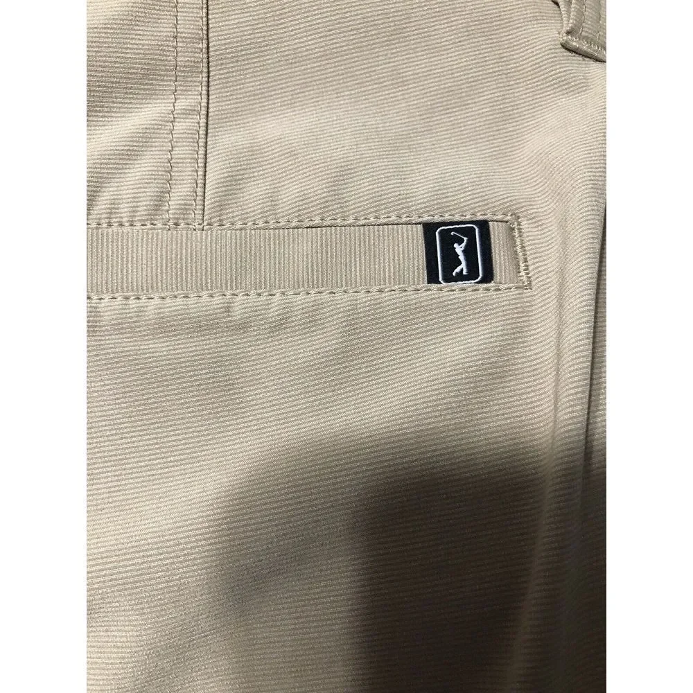 PGA Tour Golf Shorts Mens Tan Flat Front‎ Performance size 38 See Description